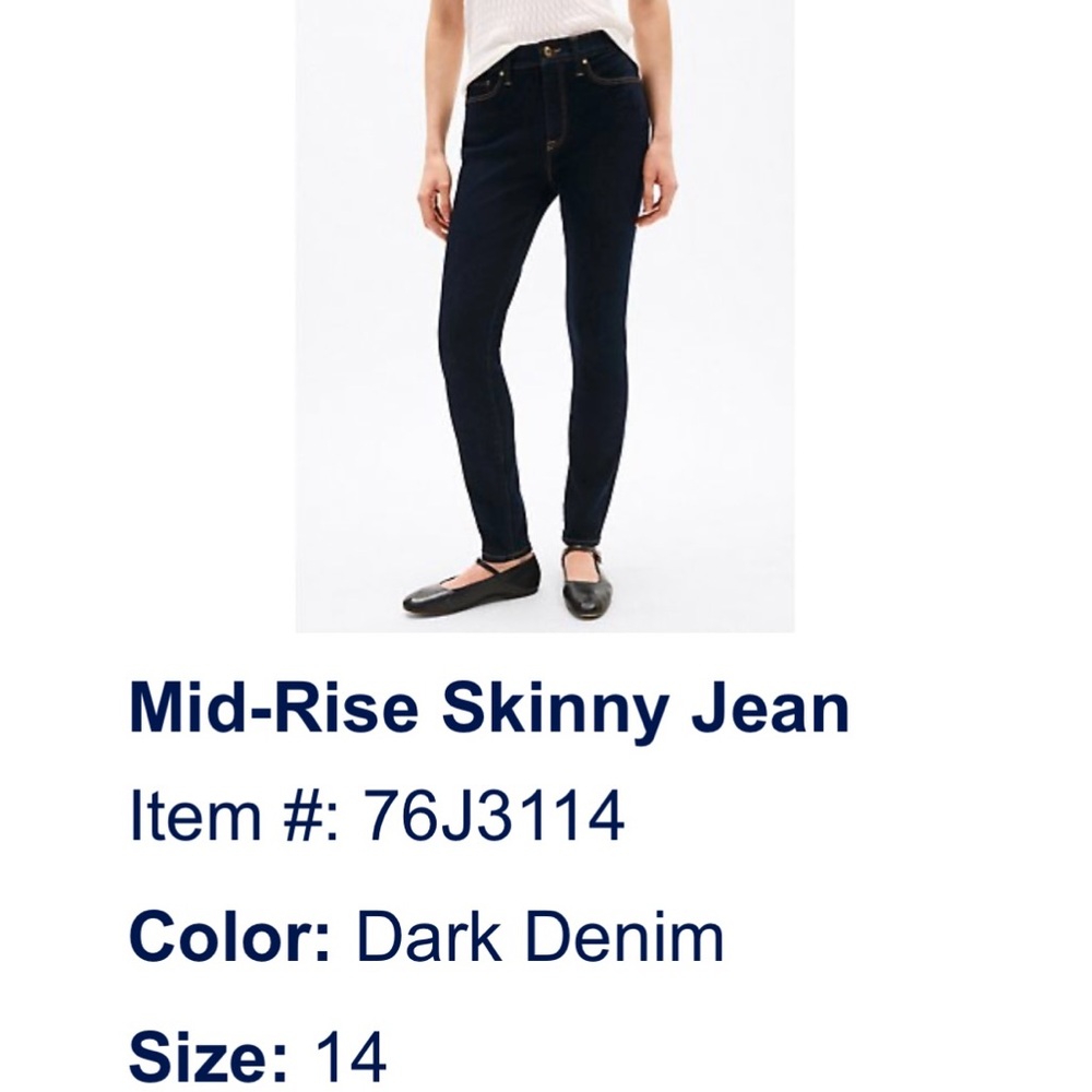 Tommy Hilfiger Jeans Womens Size 14 Mid-Rise Skinny Stretch Jeans Dark Indigo